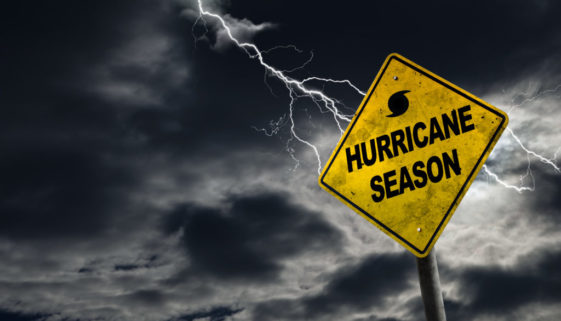 Hurricane Season Sign With Stormy Background